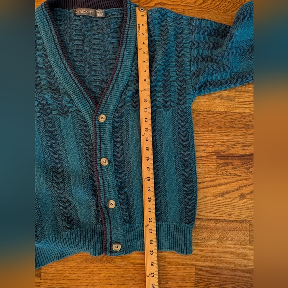 Vintage JT Beckett Blue/green Sweater Cardigan Large - Picture 5 of 10